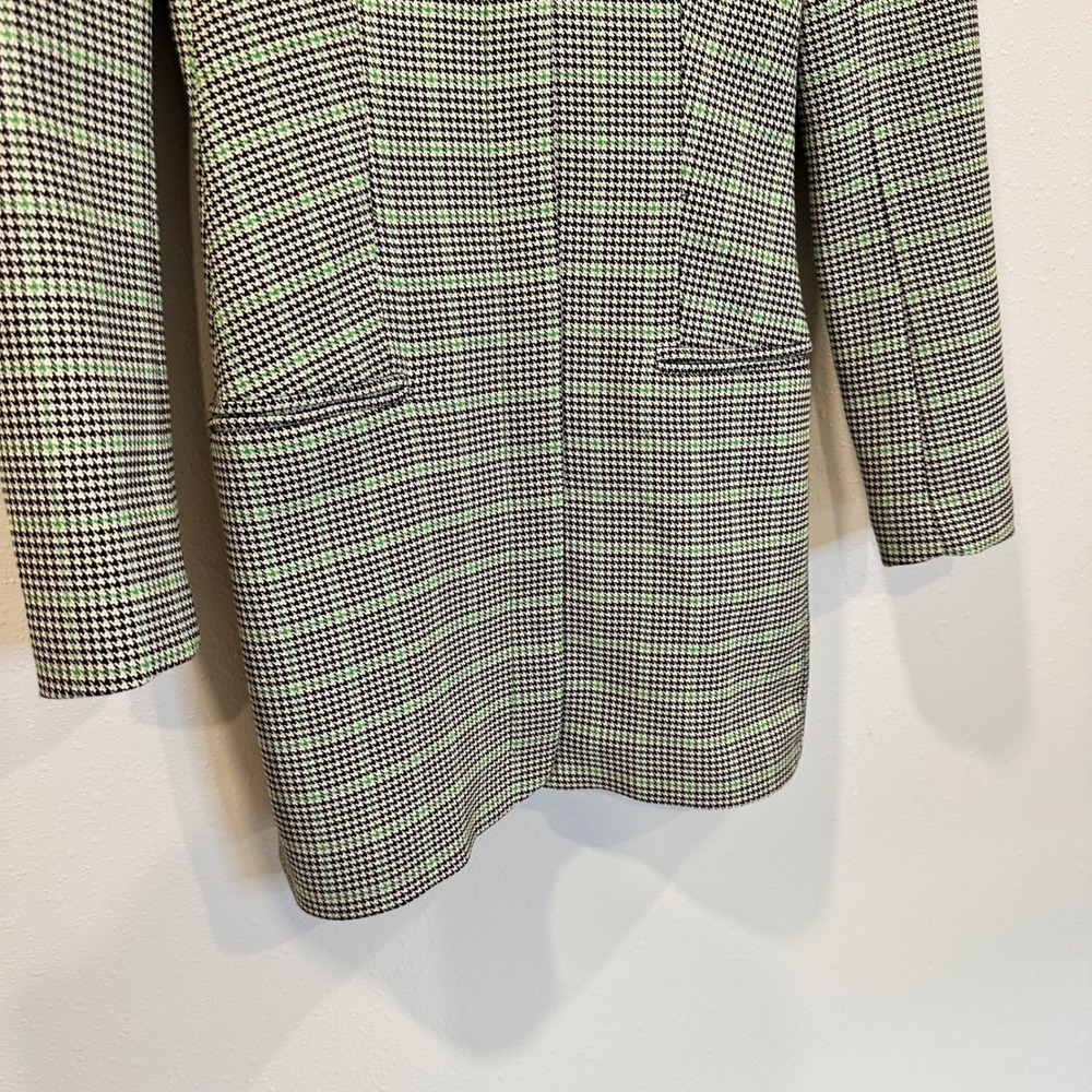 Zara Houndstooth Blazer Dress‎ Women Size S Green Plaid Officecore Dark Academia - Picture 10 of 16